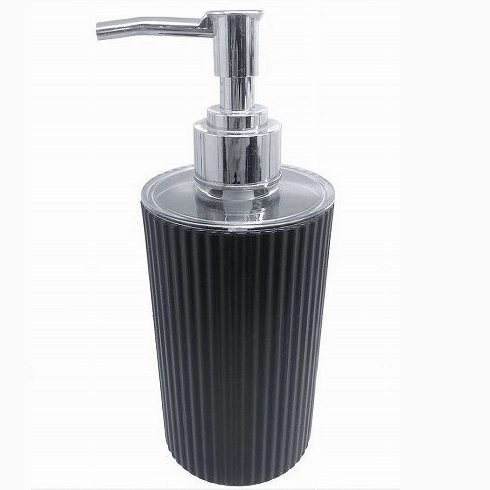 Trade Shop - Dispenser Per Sapone Liquido Lavandino Grigio Scuro Rigato Arredo Da Bagno 79169 -