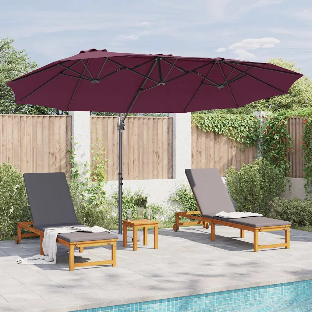 vidaXL Ombrellone a braccio da giardino Rosso bordò 372 x 198 x 243 cm