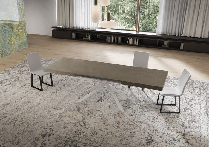 Tavolo Allungabile 160/420x90 cm Niket Tortora Gambe Bianche