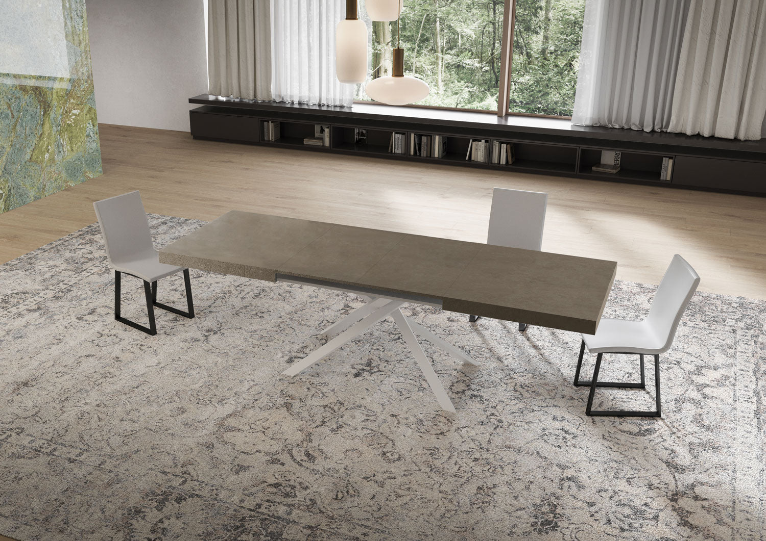 Tavolo Allungabile 160/264x90 cm Niket Tortora Gambe Bianche