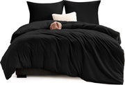 Set da letto 3 pezzi 155 x 220 cm, nero, con 2 cuscini 80 x 80 cm, coperte da letto morbide 100% microfibra, set da letto antracite 155 x 220 cm, con chiusura a cerniera.