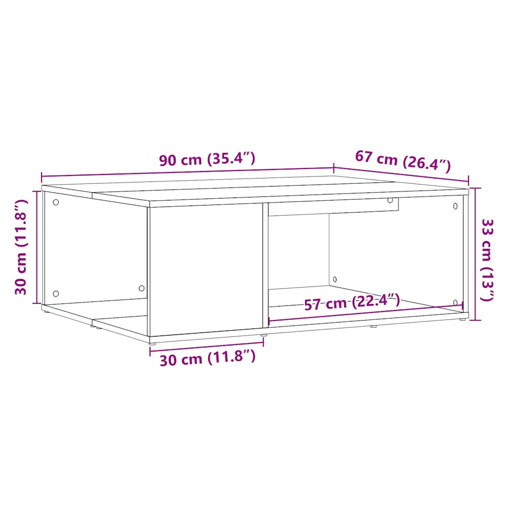 Tavolino da Salotto Legno Antico 90x67x33 cm in Truciolato 856552