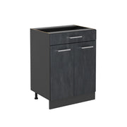 Mobiletto base per cucina R-Line Calce nera/Antracite 60 cm con cassetto, senza piano di lavoro Vicco