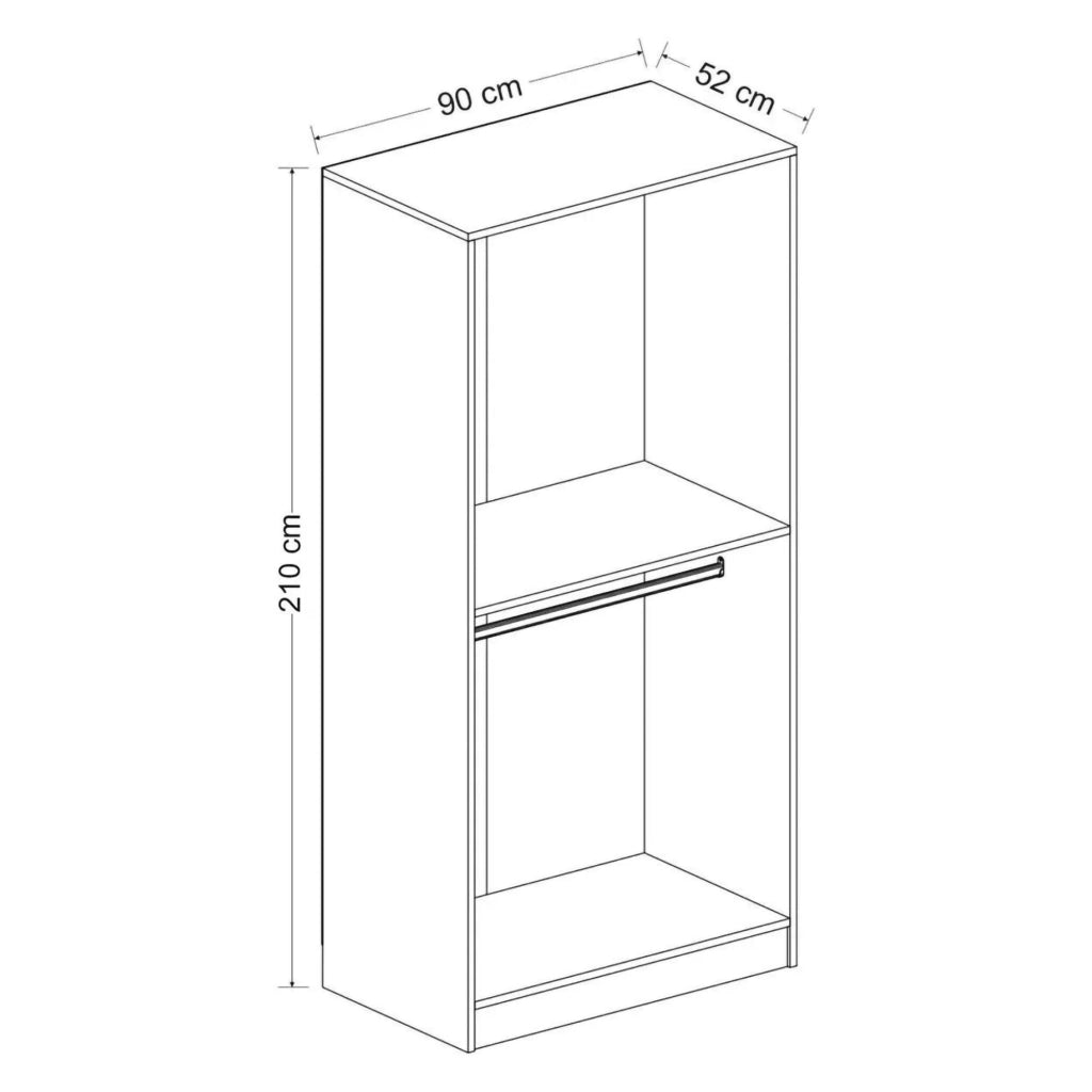 Armadio Camera da Letto Moconesi, Guardaroba 2 Ante Appendiabiti, 90x210h cm Nero Antracite