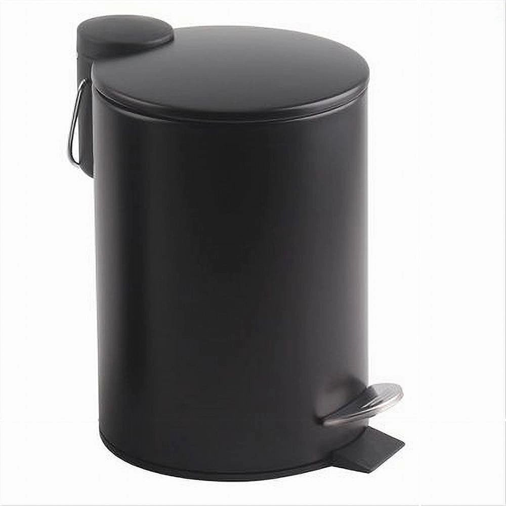Trade Shop - Pattumiera Acciaio A Pedale 5 Lt Bidone Cestino Spazzatura Bagno Casa Nero 87454 -