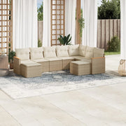Set Divano da Giardino 9 pz con Cuscini Beige in Polyrattancod mxl 116817