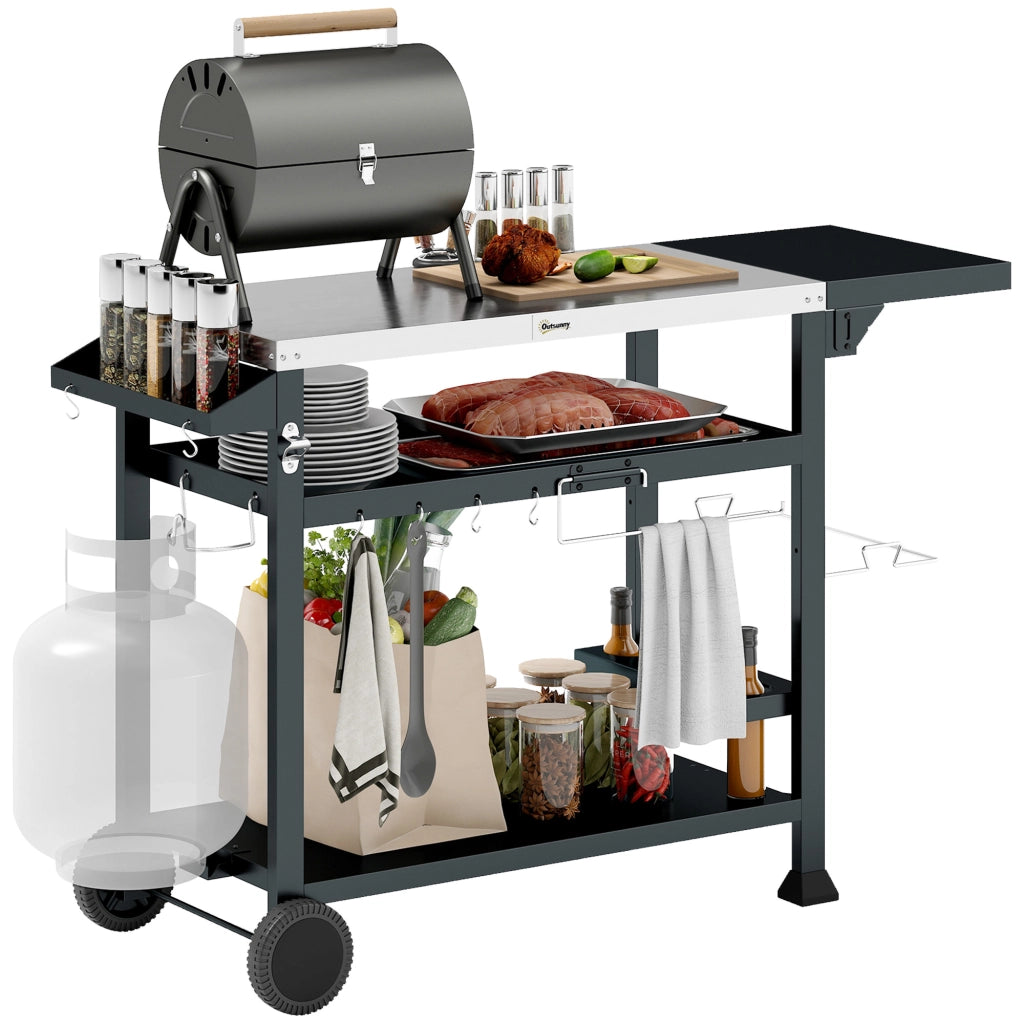 Carrello Barbecue con Accessori ¨C Zephmum ¨C Nero 125x65x84 cm