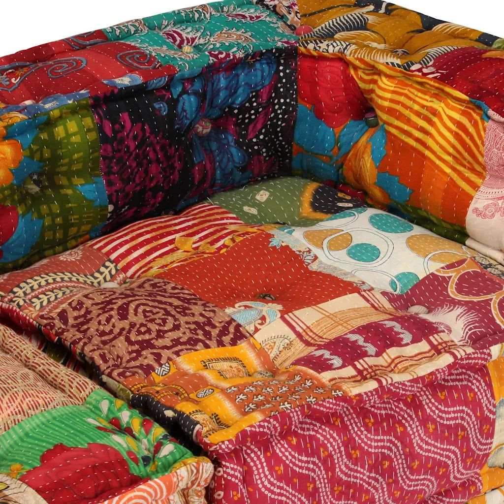 Pouf Modulare a 4 Posti in Tessuto Patchwork 244981