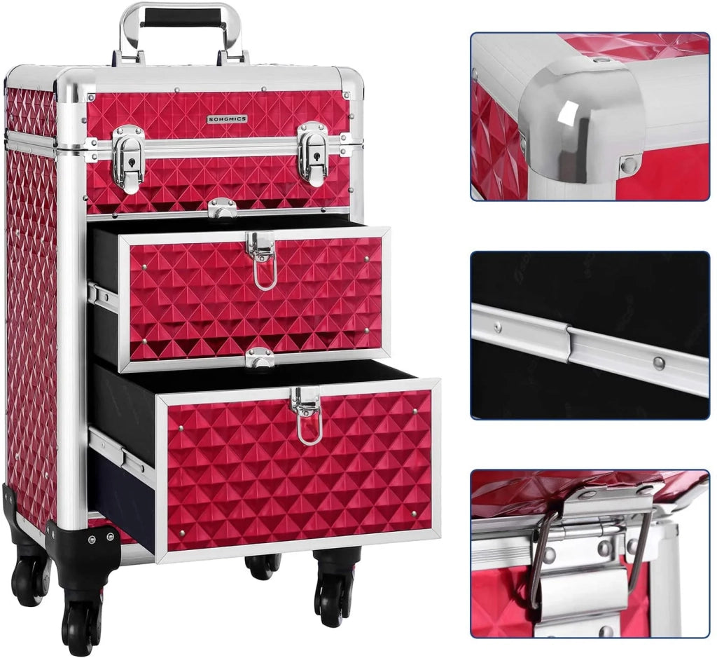 Valigetta per il trucco trolley Vanity Diamond rossa 12_0001118