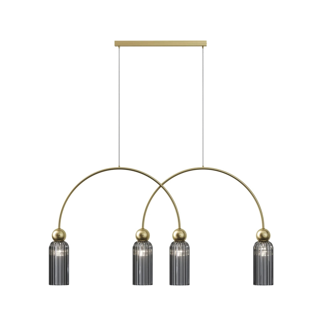 Maytoni Lampadario contemporaneo Antic 4 luci E14 oro metallo vetro grigio