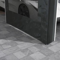 Gazebo per Auto e Feste con Altezza Regolabile, 4 Porte e 4 Finestre, 6x3m Grigio Scuro