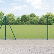 Recinzione in rete saldata con 7 pali flangiati Verde 1.2x10 m Acciaio