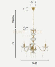 DALLAS/3 LAMPADARIO A SOSPENSIONE CROMO E CRISTALLO 3 LUCI ATTACCO E14 D.53CM