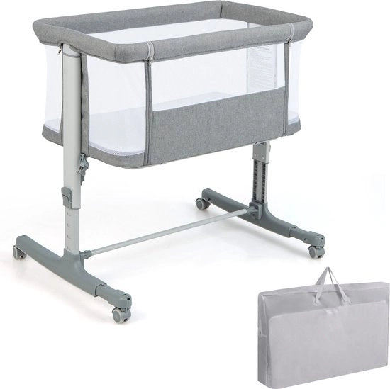 Culla a Letto - Letto in Culla - 83x48x80 cm - Con Materasso - Trasportabile - Lavabile - Grigio - Scatola - Letto - Camera da Letto