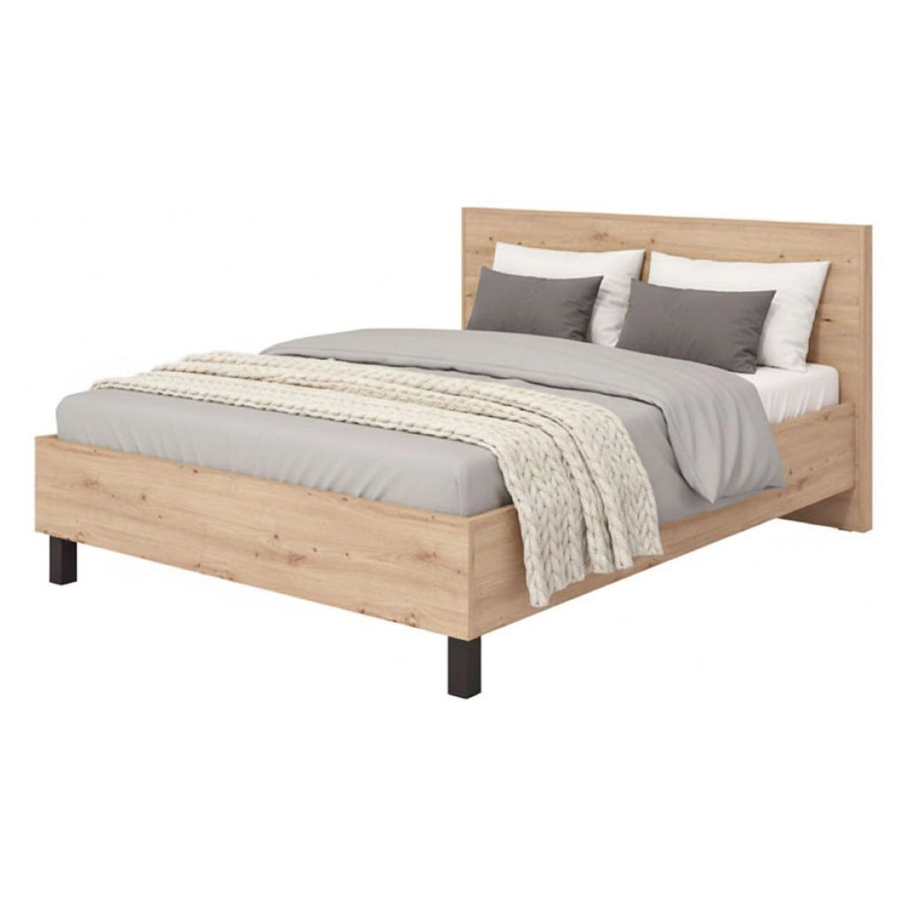 Letto Matrimoniale Coazze, Letto Matrimoniale Dimensione Materasso 160x200 cm, Marrone Rovere Nodi