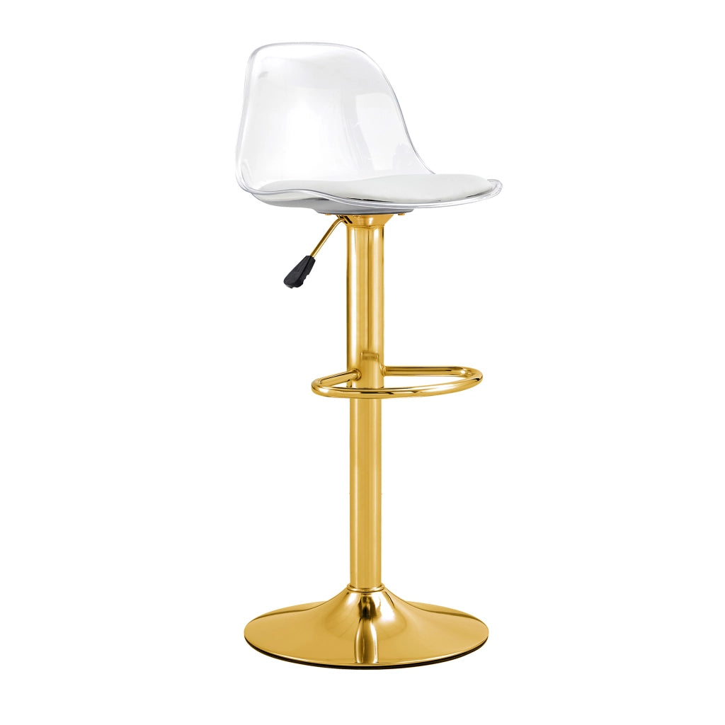 Sgabelli da Bar Set 2 Pezzi ¨C MINIMAL ¨C Seduta Girevole 360¡ã, Gambe Metallo Oro, Altezza Regolabile 82-104 cm