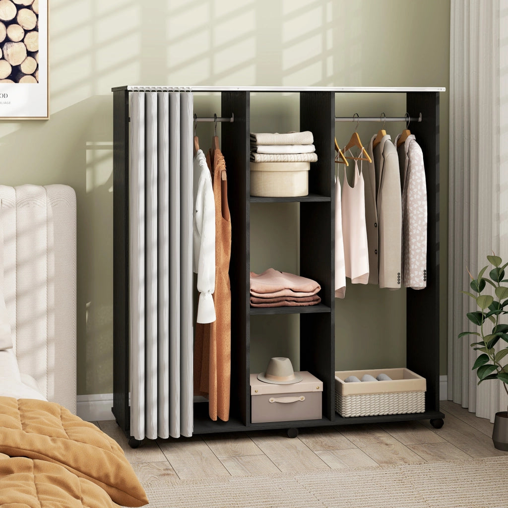 Armadio scorrevole con appendiabiti ¨C zephmum ¨C Nero 120x40x128 cm