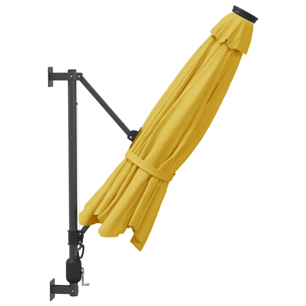 Ombrellone da esterno a parete con LED 290 cm giallo 02_0008679