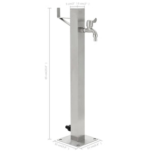 Fontanella a Colonna in Acciaio Inossidabile Quadrata 65 cm cod mxl 53147