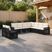 Set Divano da Giardino 9 pz Nero e Bianco Crema polyrattan 3435163