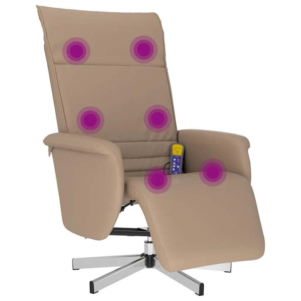Divano Sedia-Poltrona Reclinabile Massaggi Poggiapiedi Cappuccino Similpelle 361185