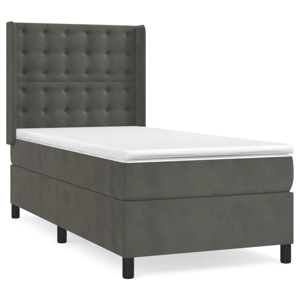 Giroletto a Molle con Materasso-Struttura Letto Grigio Scuro 80x200 cm Velluto 212042