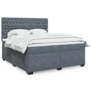 Giroletto a Molle con Materasso Grigio Scuro 180x200 cm Velluto