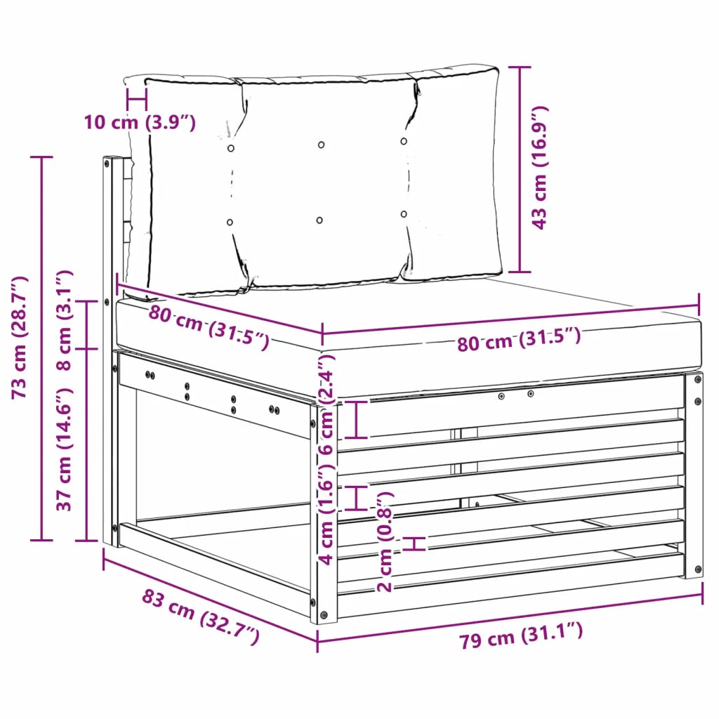 Set di divani da esterno con cuscino 3 pcs Naturale e Beige 3372943
