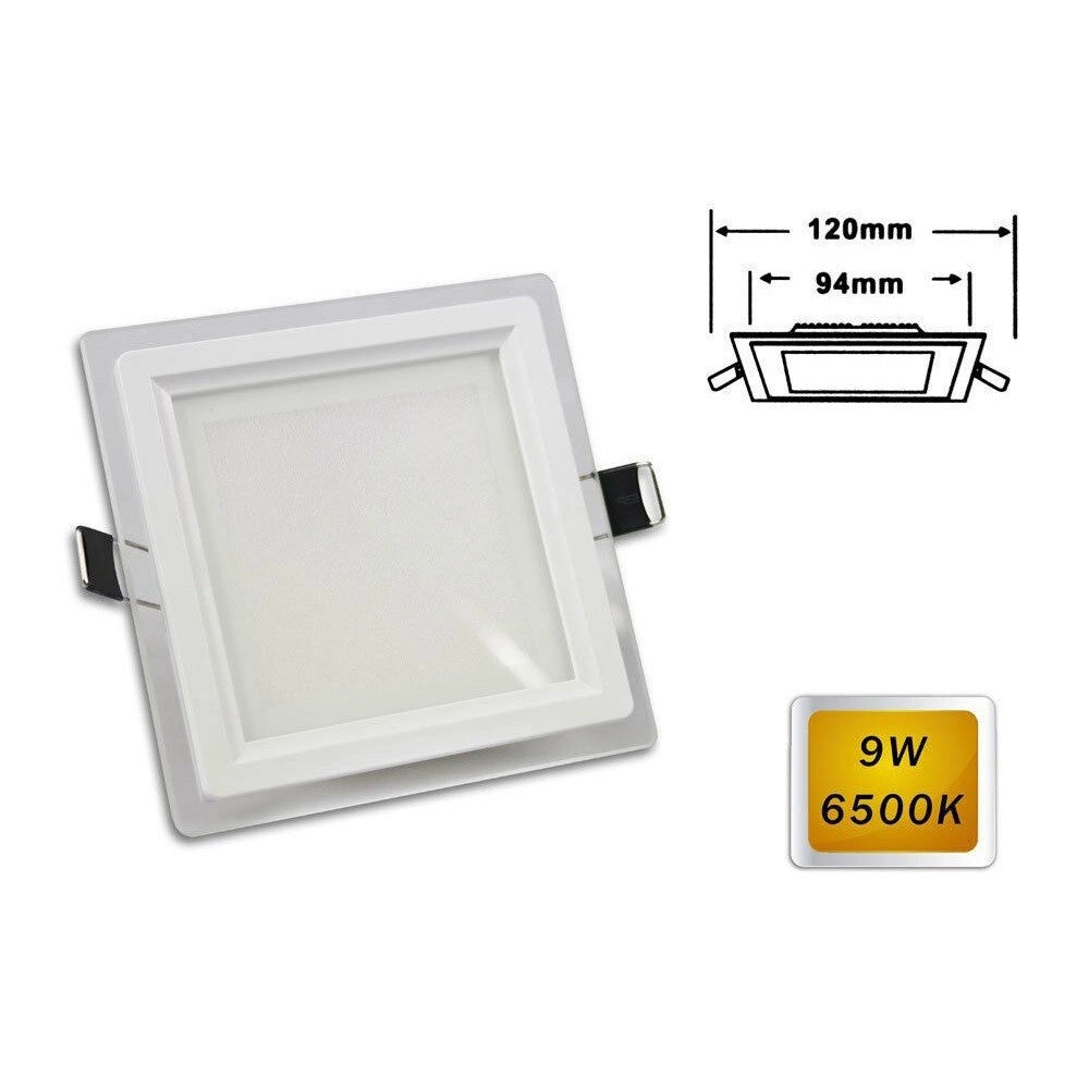 Trade Shop - Pannello Led Slim Incasso Bordo Vetro Quadrato 9w Luce 6500k 3000k 4000k P-94eq - -bianco Freddo      -