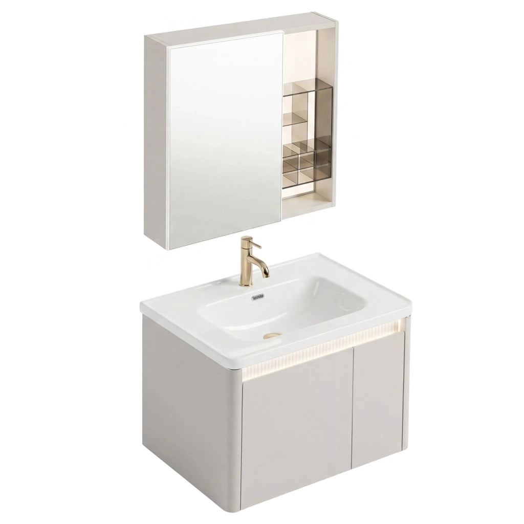 Set Di Mobili Da Bagno Con Lavabo Sora De07-60 Beige 60cm