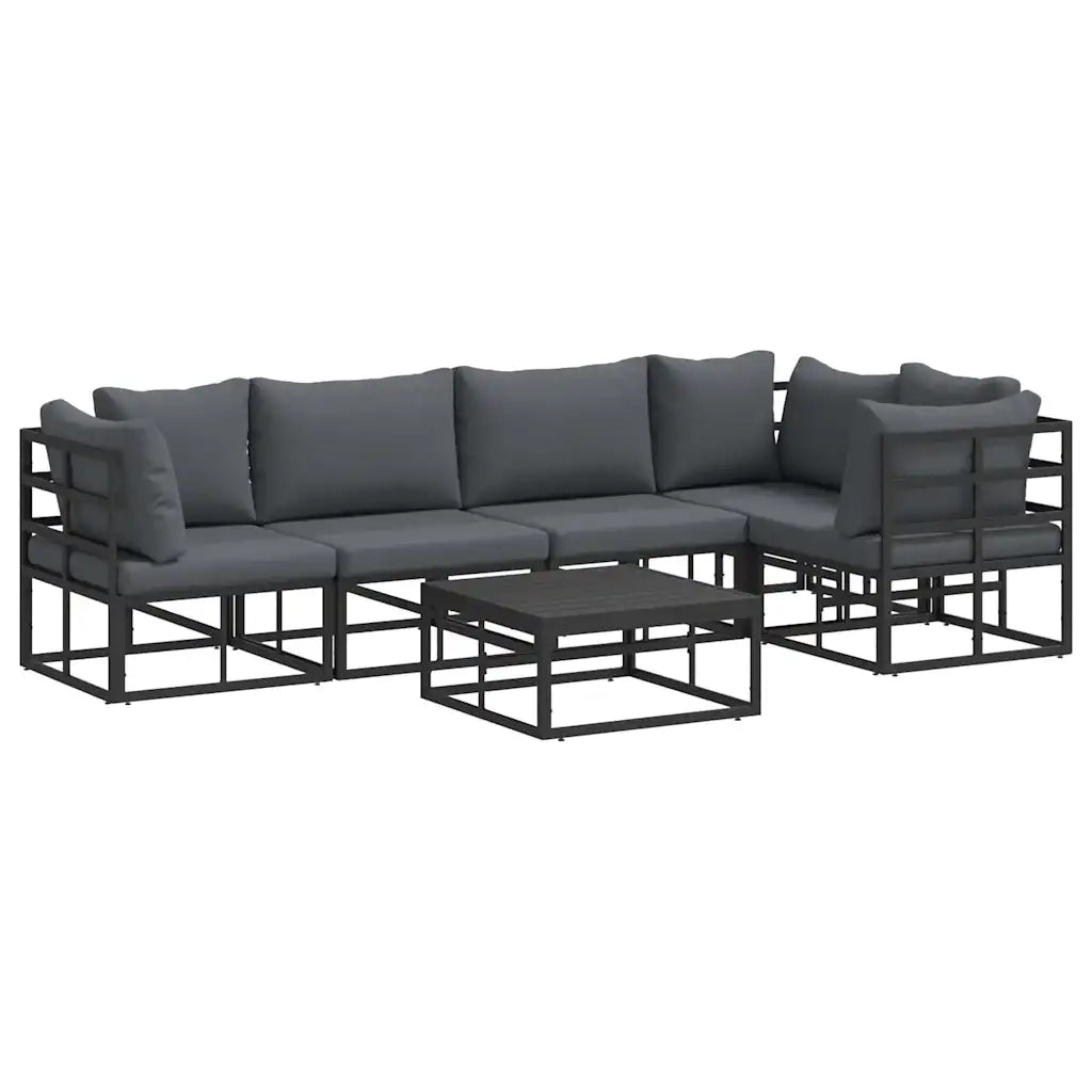 vidaXL Set Divano da Giardino con cuscino 6 pcs Nero Alluminio