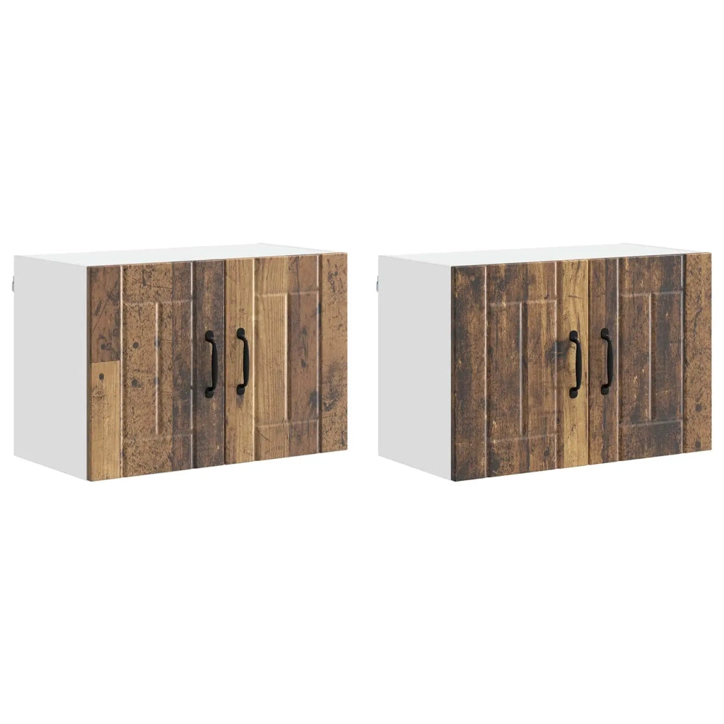 Armadi a pareti per cucina con porta Lucca 2 pcs Legno antico 884931