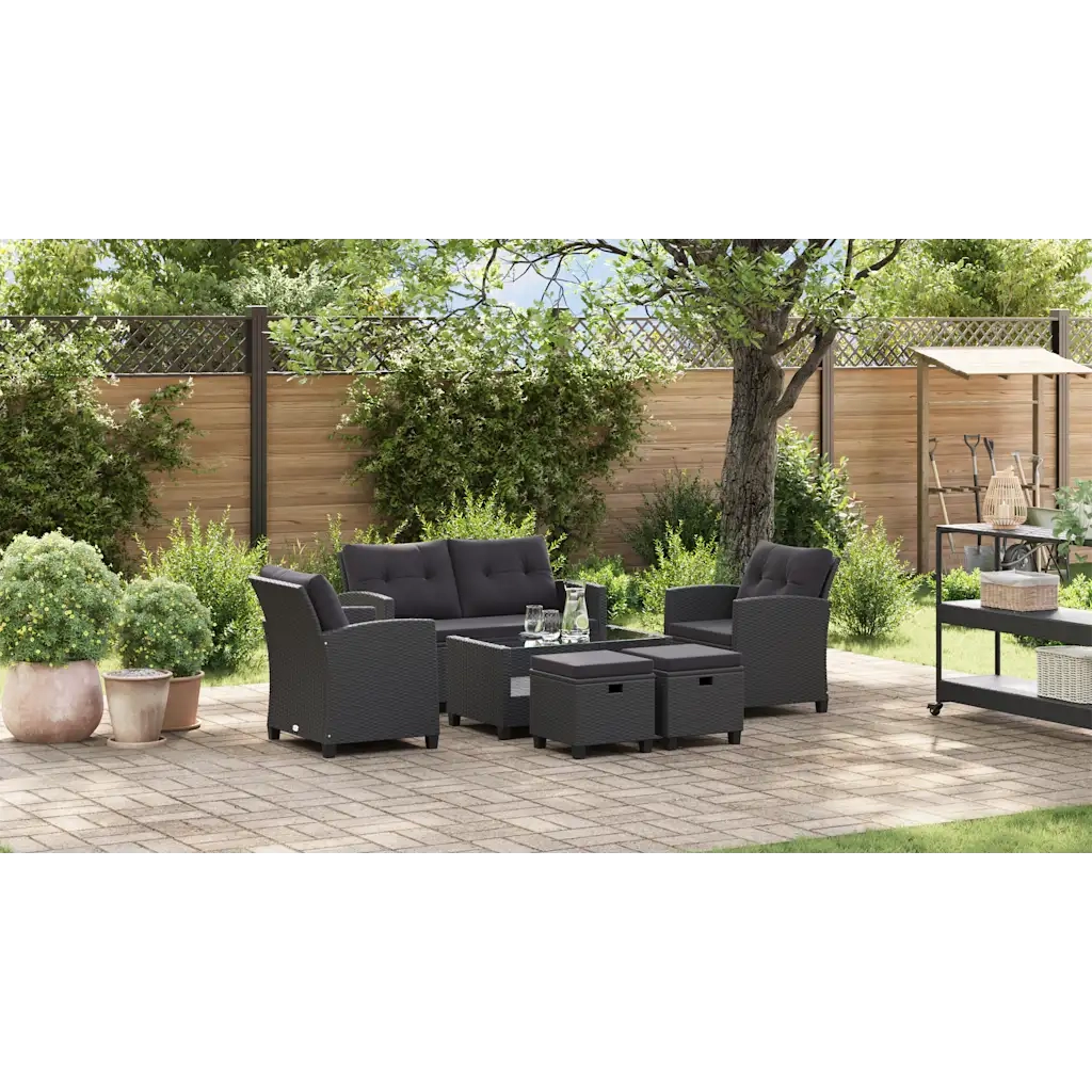 Set Divani da Giardino 6 pz con Cuscini in Polyrattan Nerocod mxl 118887