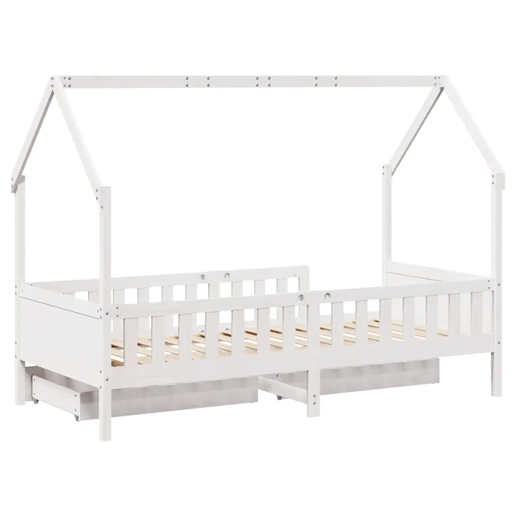 Giroletto per Bambini con Cassetti 90x190cm Legno Massello Pino