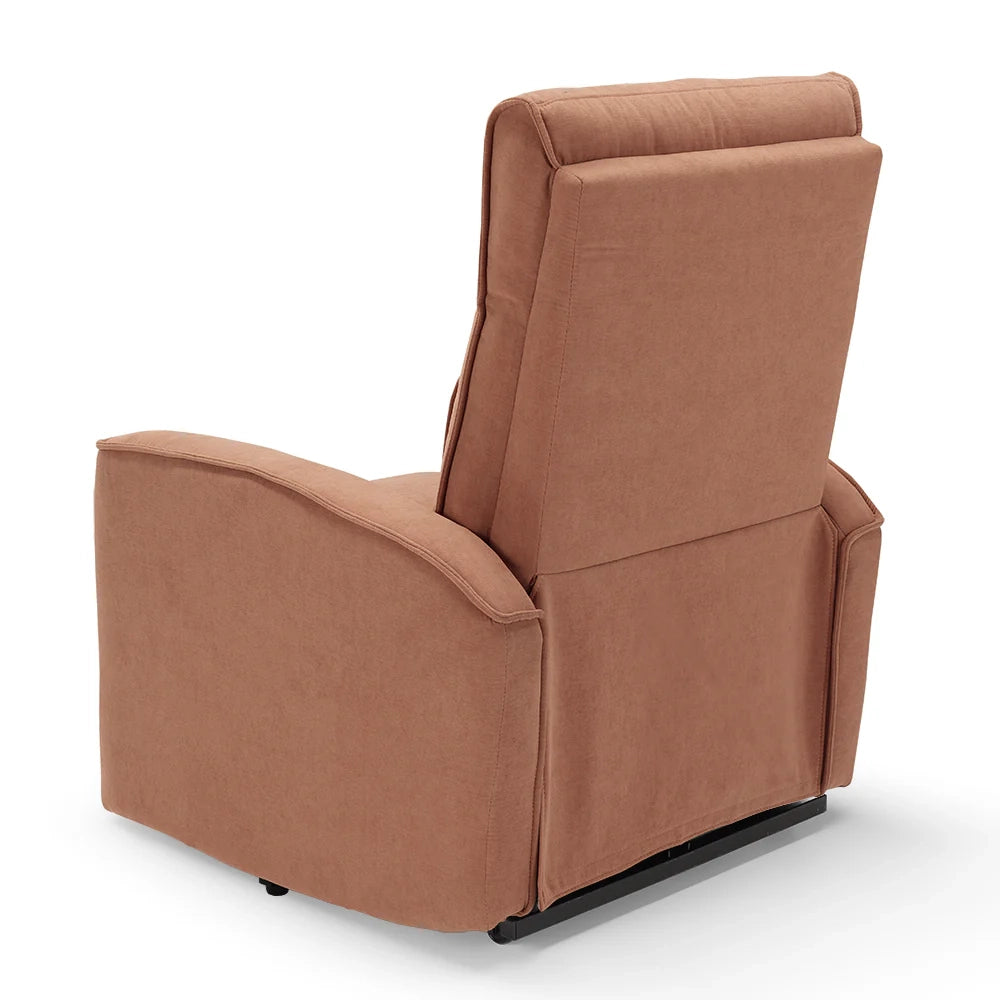 Poltrona relax manuale Londra, reclinabile manualmente, 3 diverse posizioni, design moderno, seduta ergonomica, tessuto idrorepellente, colore Terra
