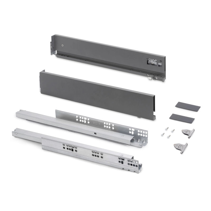 Cassetto esterno Vertex con regolazione 3D altezza 131mm, 40kg, spessore del pannello di 18mm, profondità 400mm, Acciaio
