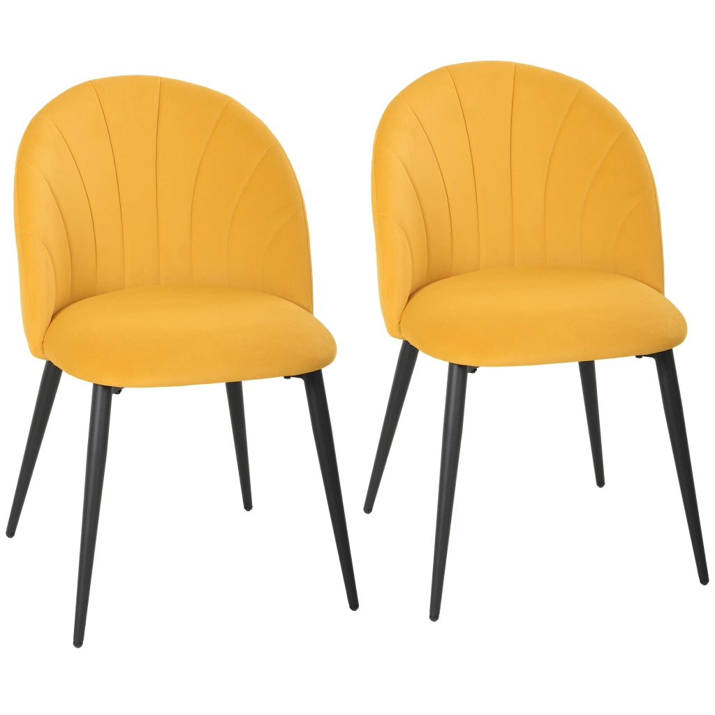 Set 2 Sedie da Pranzo Imbottite con Schienale in Velluto ¨C Minimal ¨C 52x55x79 cm Giallo