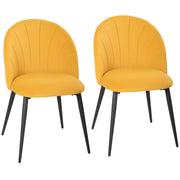 Set 2 Sedie da Pranzo Imbottite con Schienale in Velluto ¨C Minimal ¨C 52x55x79 cm Giallo