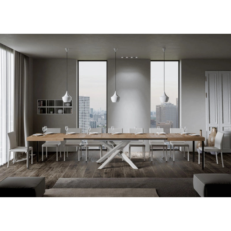 Tavolo allungabile 200/460x90 cm Volantis telaio Bianche - Quercia Natura