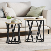 Set di 2 tavolini  in legno ingegnerizzato rovere Sonoma