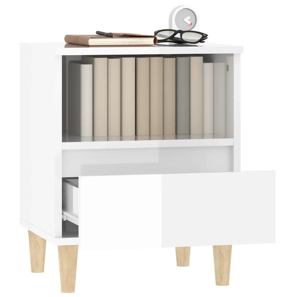 Comodini 2 pz-Set di 2 Tavolino da notte in Bianco Lucido 40x35x50 cm 745409
