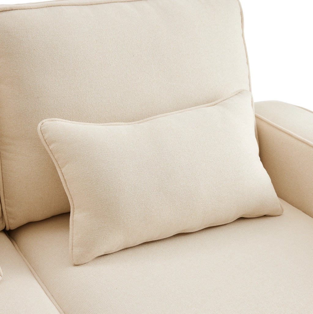 Divano 4 posti beige con USB, portabicchieri e vano contenitore