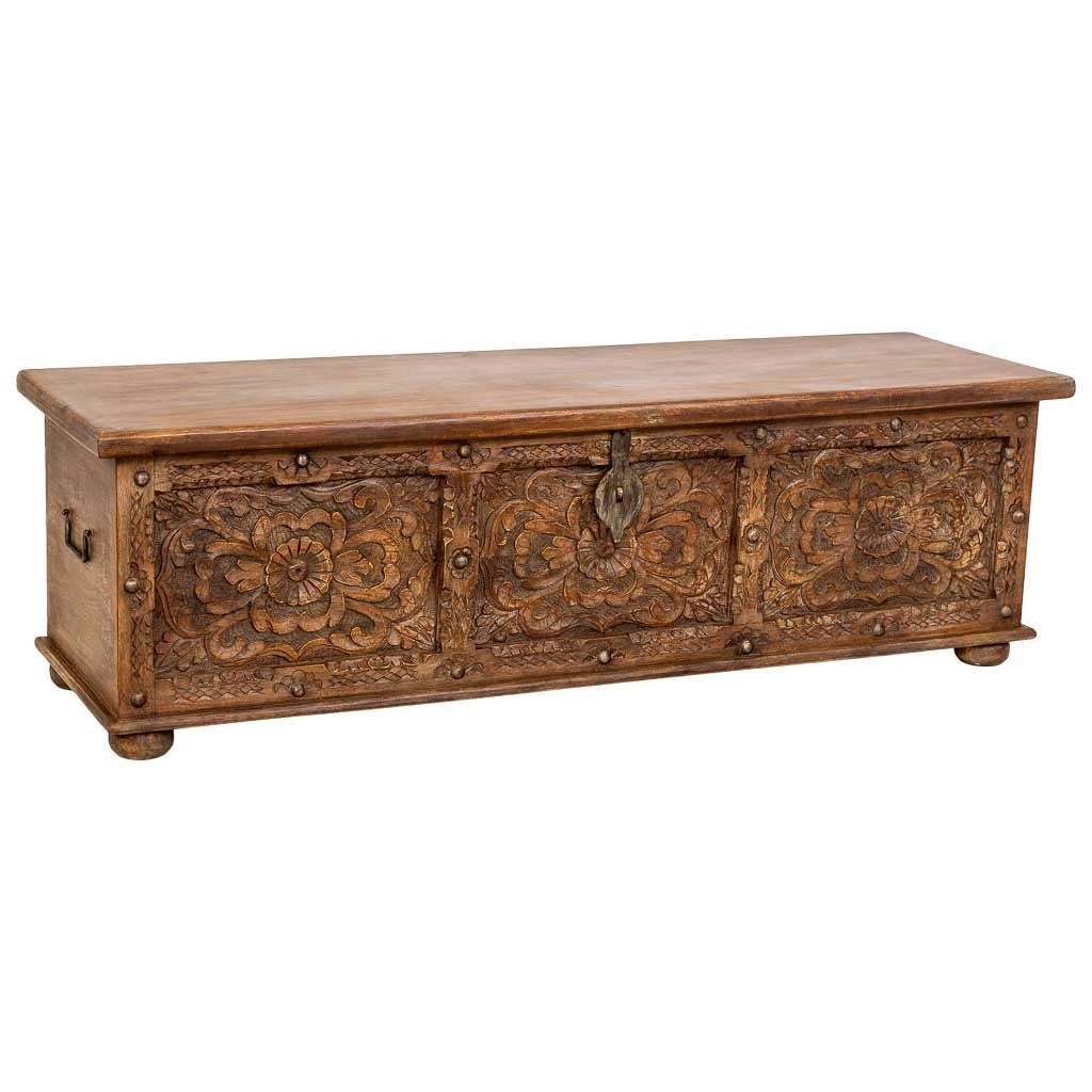 Baúl de madera artesanal marrón 150x45x46h cm