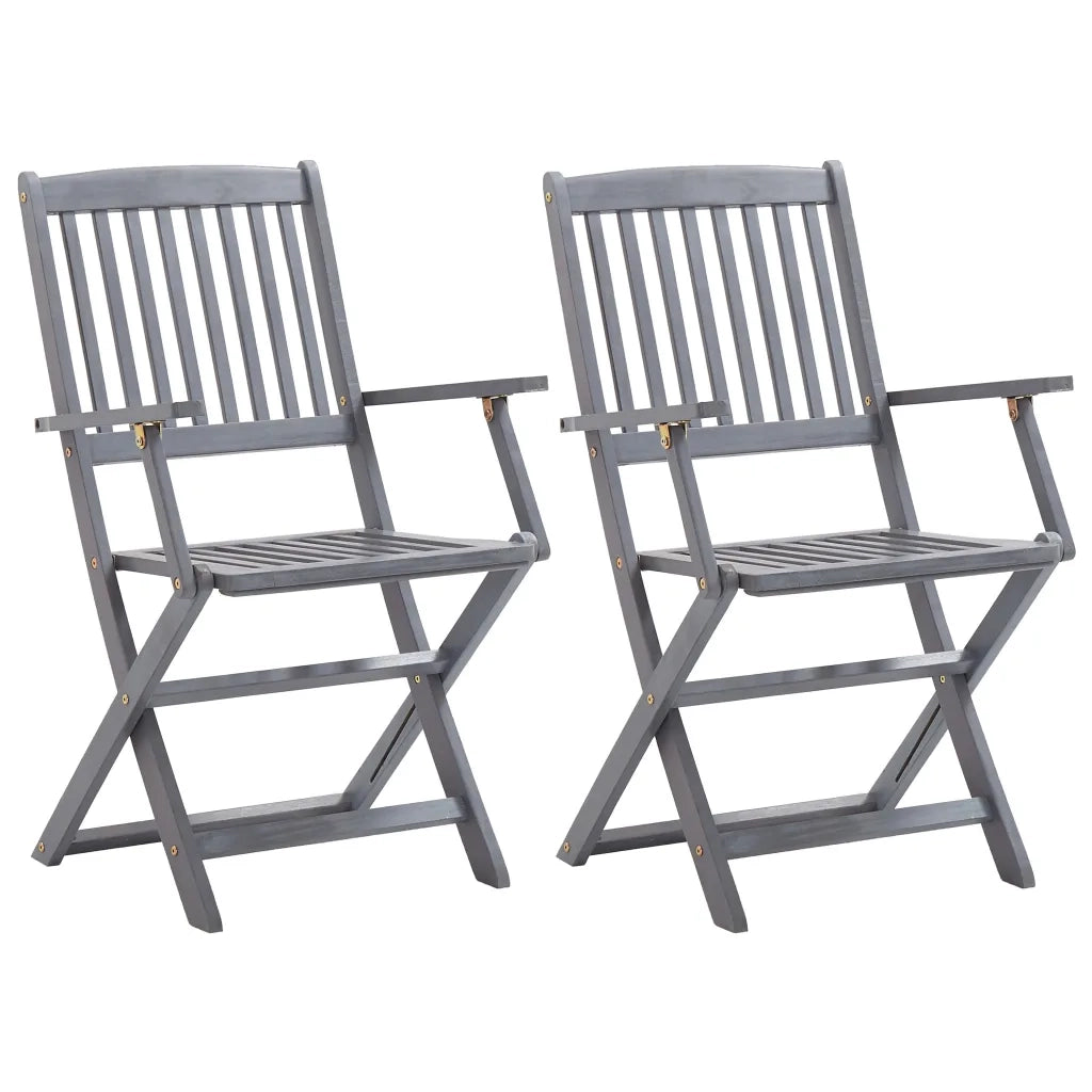 Sedie da Giardino Pieghevoli 2pz con Cuscini in Massello Acacia 3064505