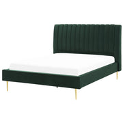 Letto imbottito velluto verde smeraldo e oro rete a doghe testiera alta 140 x 200 cm testata alta design retrò