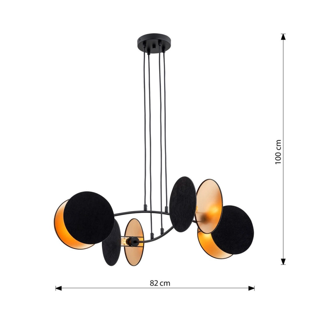 Lampada a sospensione MOTIF in acciaio nero e oro