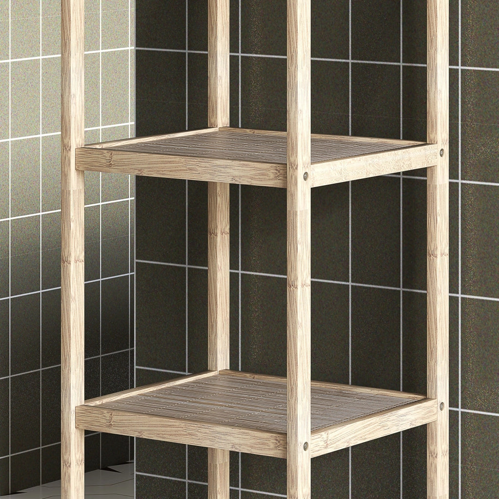 Mobile Bagno 4 Ripiani 33x31x110 cm in Bambù