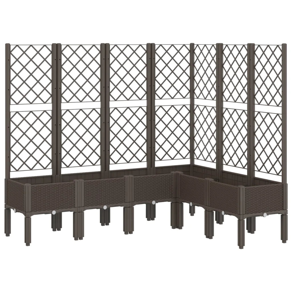 Fioriera | Cassetta per fiori | Vaso Giardino con Graticcio Marrone 160x120x142 cm in PP