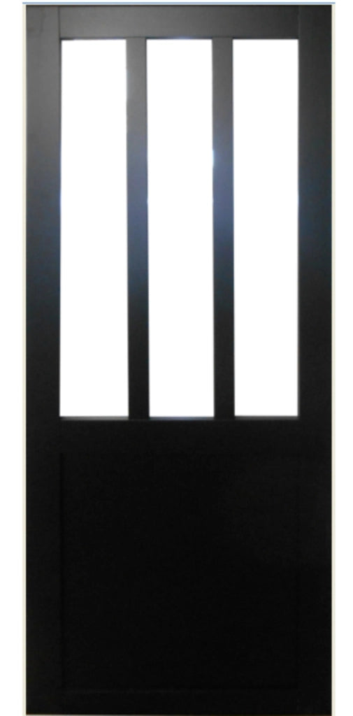 Officina per porte scorrevoli Vetro trasparente Panno nero H.204 x L.73