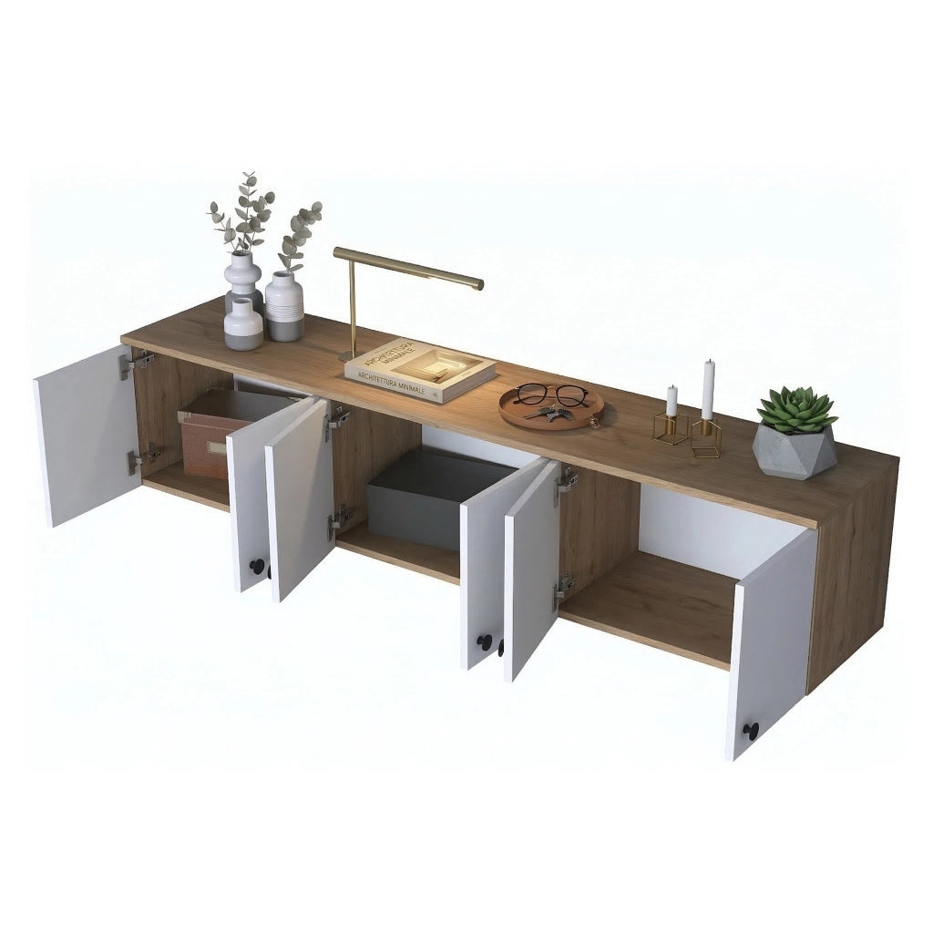 Jelsi, Mobile Pensile 6 Ante, 180x44h cm Marrone Rovere